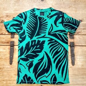 Zara Man Palm Tree Forest Green Crewneck Tee